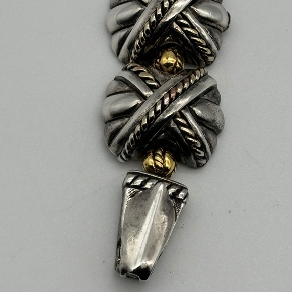 Vintage Premier Designs Silver Plated Gold Plated Chunky X Links Bracelet Marked - Picture 10 of 16